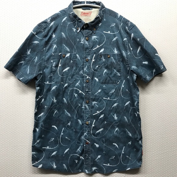 Coleman Shirt Mens Extra Large Blue White Nautical Coastal Vacation Camp Basic - Picture 1 of 9